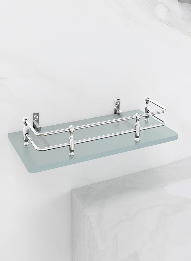 فورتون رف حمام متعدد الأغراض معلق على الحائط (زجاج مصنفر) مع دعامات جدارية، حامل تخزين، 12 × 6 بوصة - (عبوة من قطعتين) - Image 5